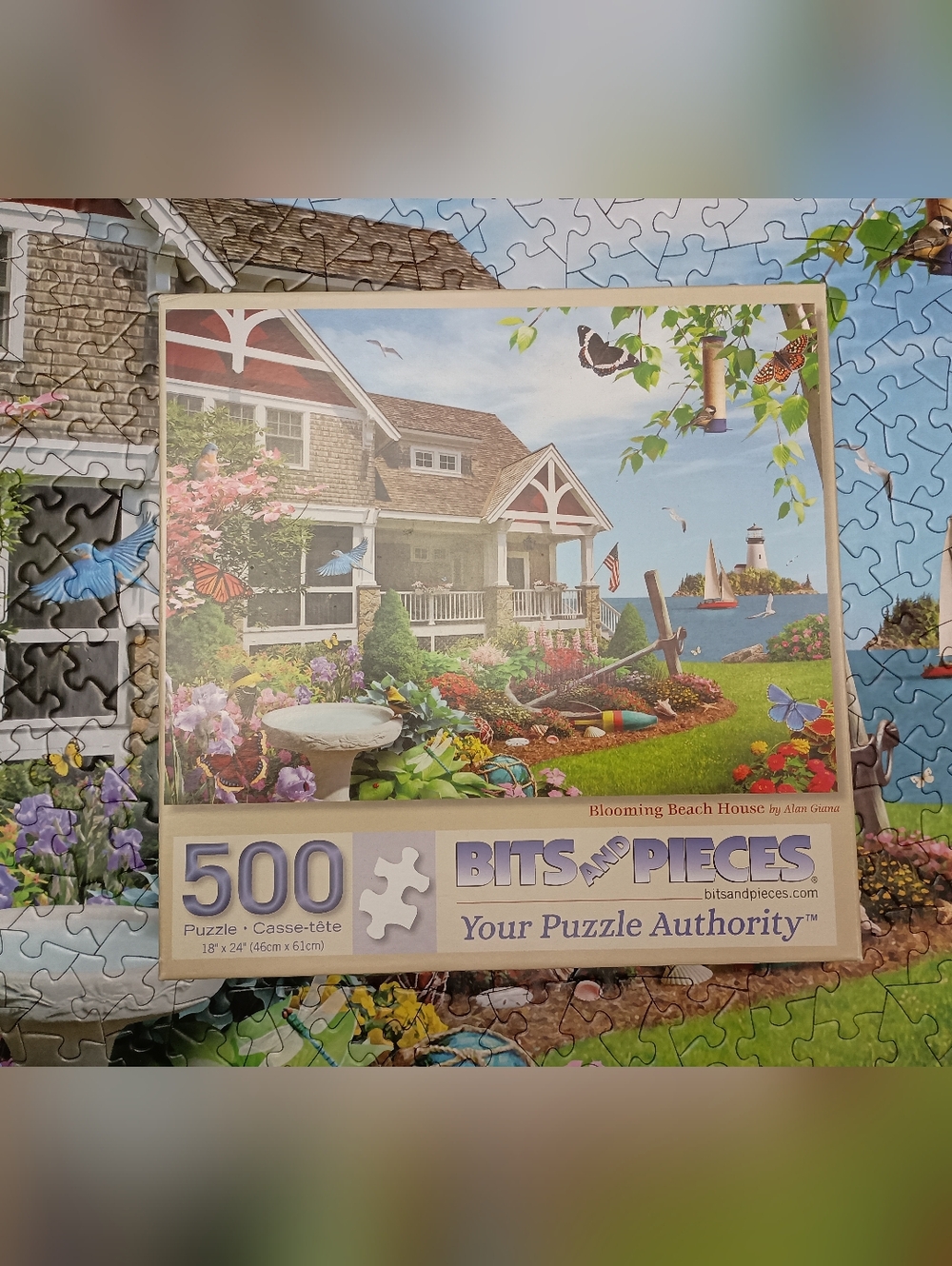 3/$10 🌟 Bits And Pieces 500 Piece Puzzle Blooming Beach House